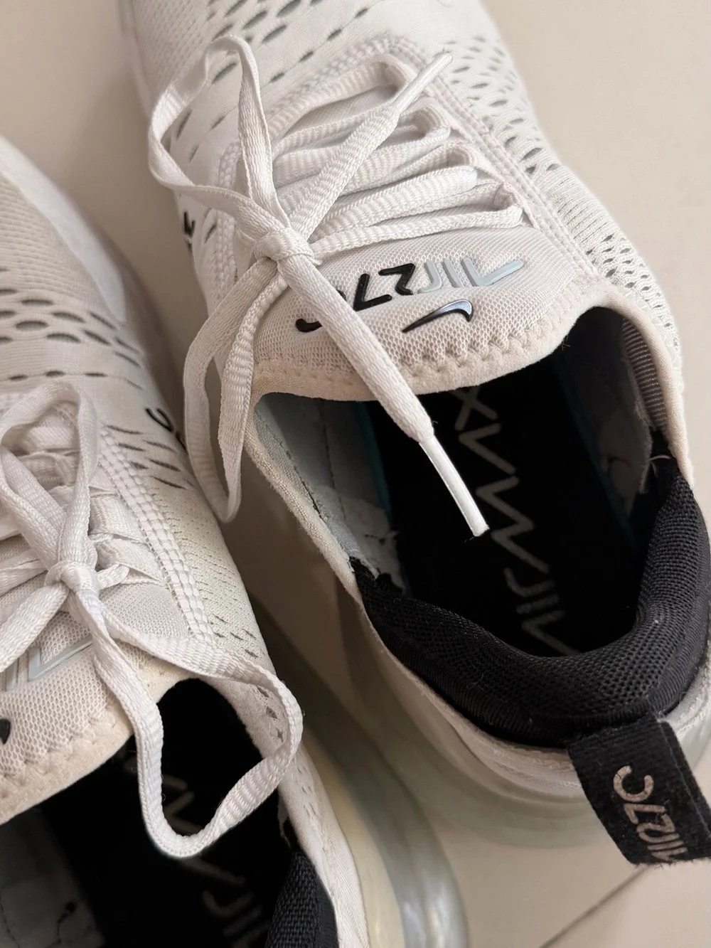 Nike Air Max 270 Men's White with Black Swoosh Sneakers